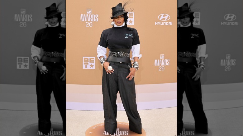Janet Jackson with her hands in her pockets on the red carpet at the 2026 BET Awards