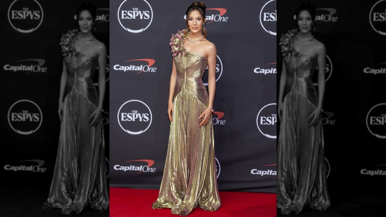 Eileen Gu in a metallic dress on the red carpet at the 2026 ESPYs