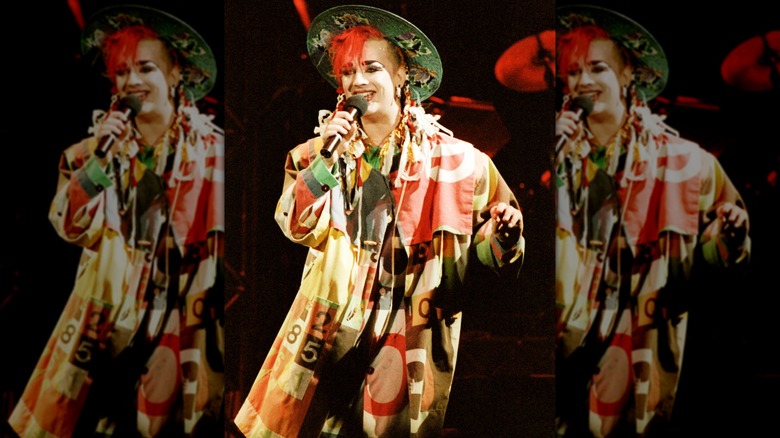 Boy George performing at a concert in 1984.