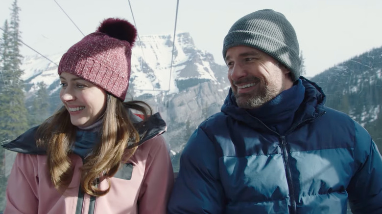 Amy Acker and Warren Christie on a chairlift Crashing Through the Snow