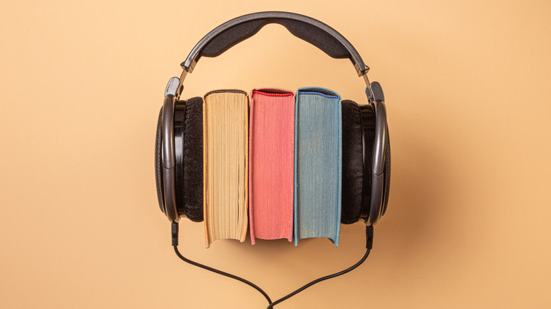 headphones on books