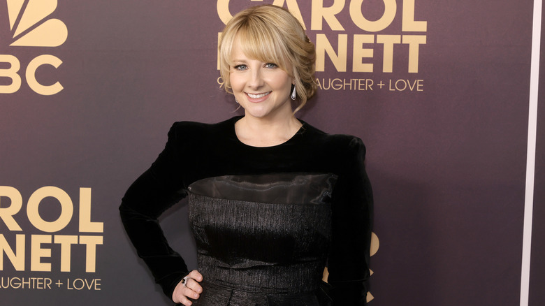 Melissa Rauch posing at NBC's "Carol Burnett: 90 Years of Laughter + Love" Birthday Special at Avalon Hollywood & Bardot in Los Angeles, California (2023)