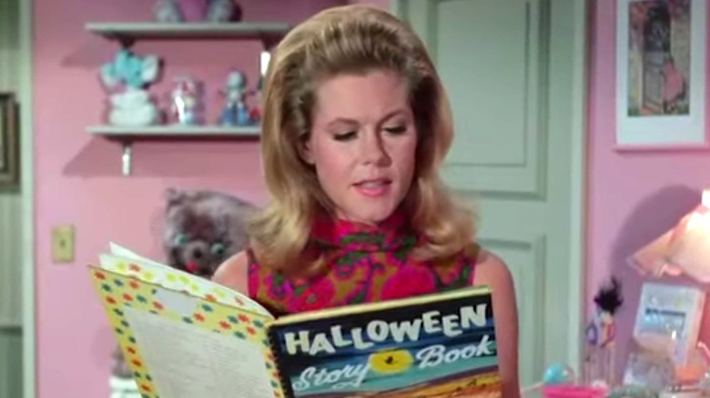 Elizabeth Montgomery as Samantha Stephens reading a Halloween story book