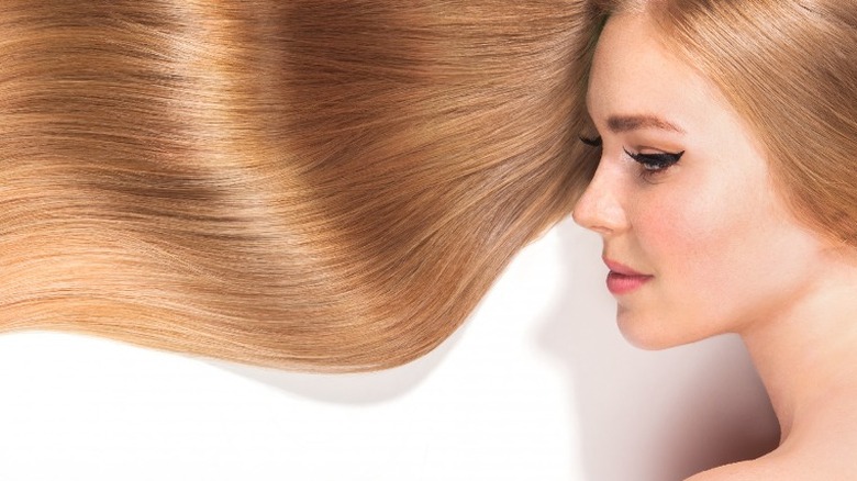 woman long blonde hair