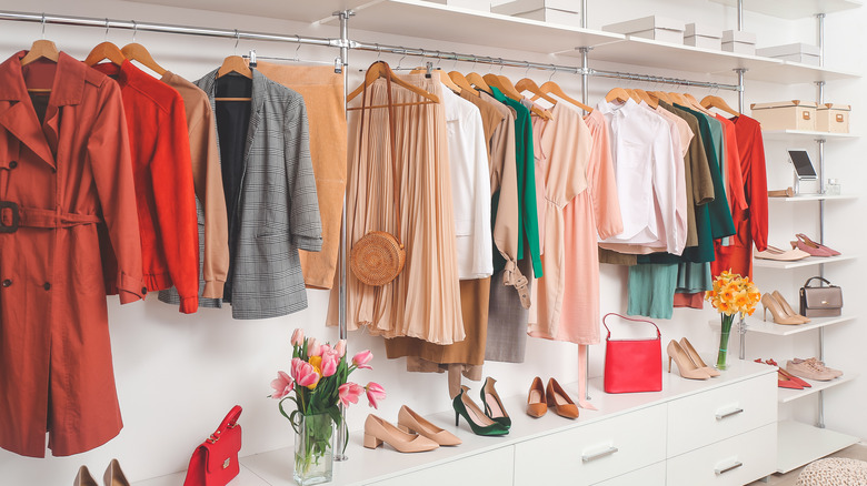 Red, beige, and orange wardrobe