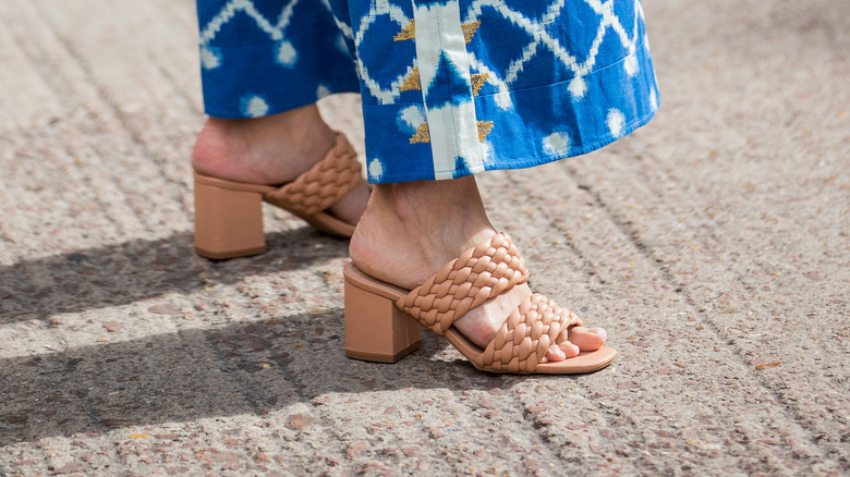 raffia slide sandals