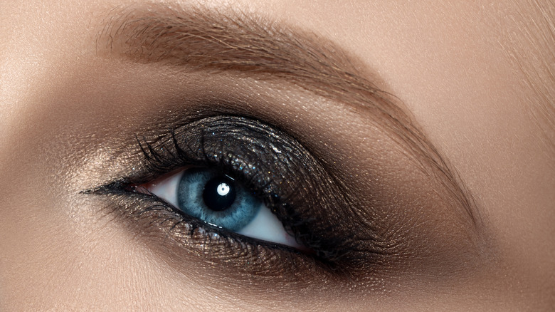 Woman with smokey eye makeup