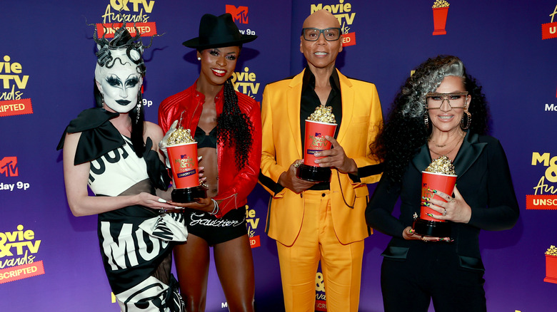 Symone and Gottmik with RuPaul and Michelle Visage