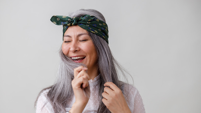 Person with scarf headband 