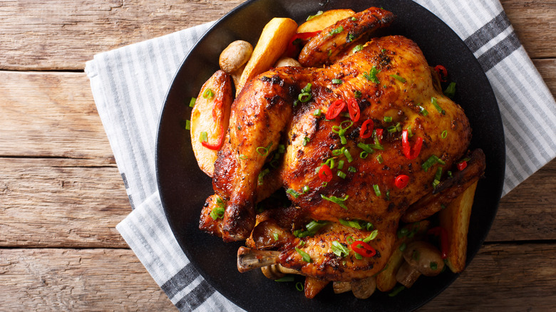 Roast chicken with potatoes