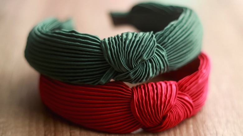 red and green headbands on a table