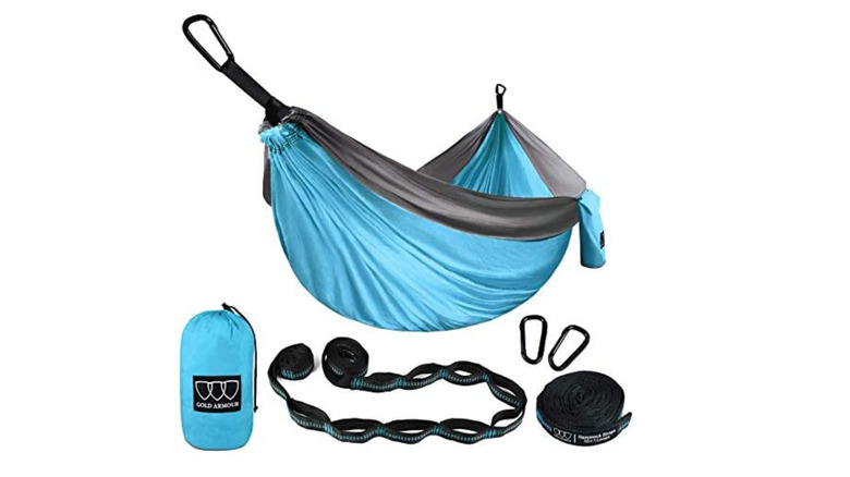 light blue and black Gold Armour hammock