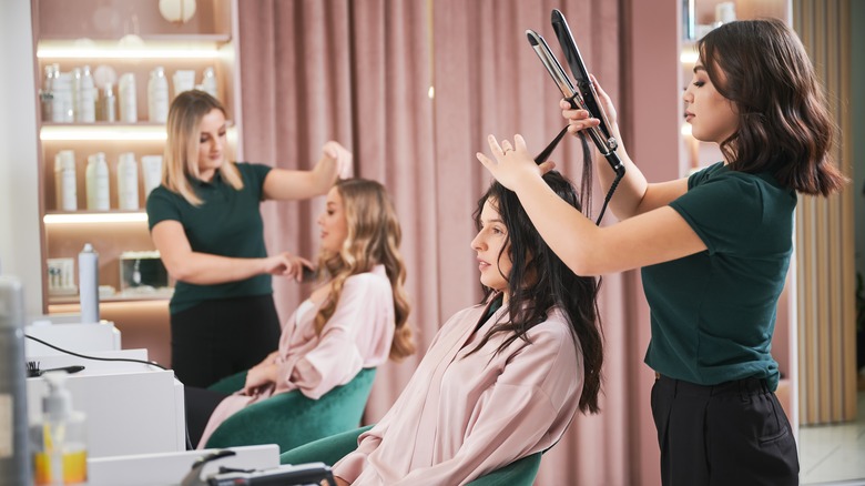 women at hair salon
