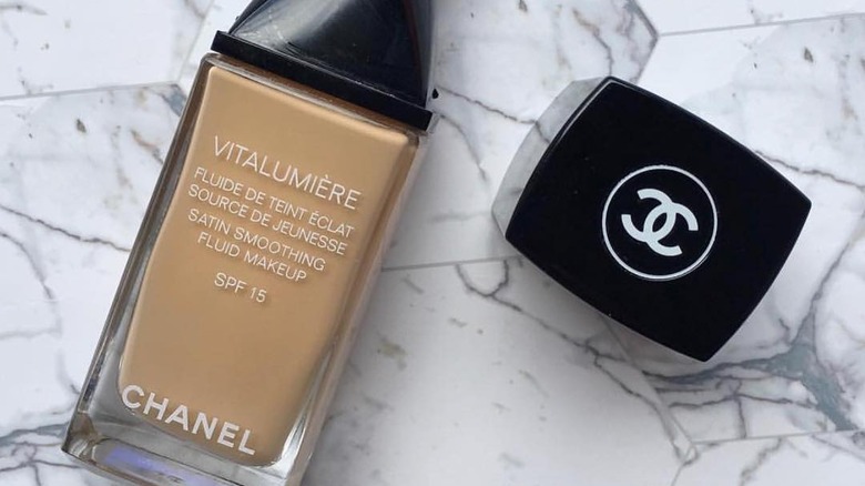A bottle of Chanel Vitalumiére Foundation