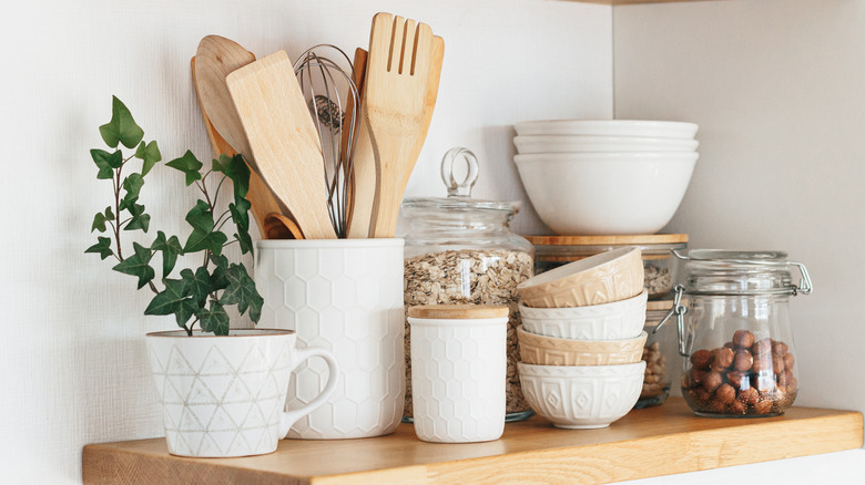 open shelf in kitchen