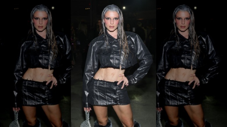 Julia fox in mini leather outfit