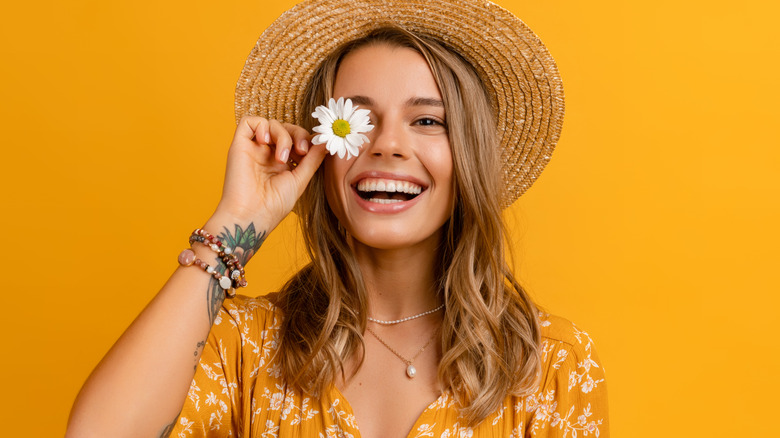 Woman rocking a yellow floral dress