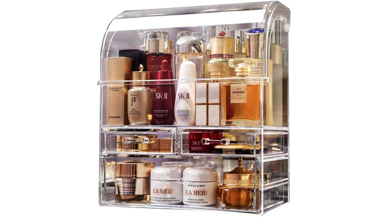 MOOCHI Black Vintage Glass Cosmetic Multifunctional Makeup Organizer