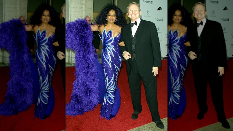 Diana Ross posing with Bob Mackie