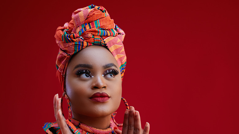 colourful red Head wrap 