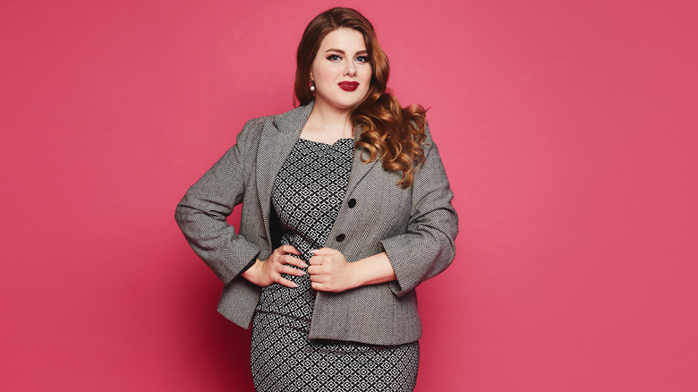 Woman modeling flattering business attire