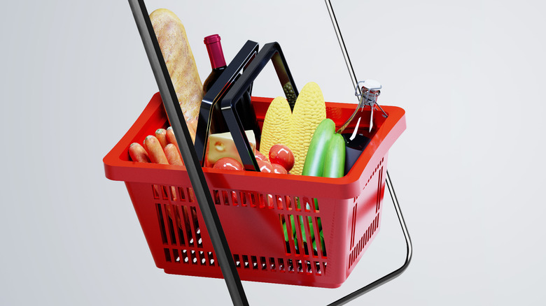 Grocery basket phasing through cell phone