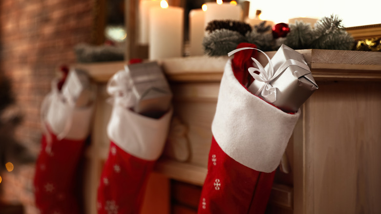 holiday stockings filled with presents