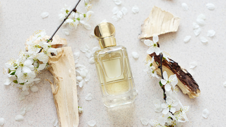 Perfume with white summer flowers