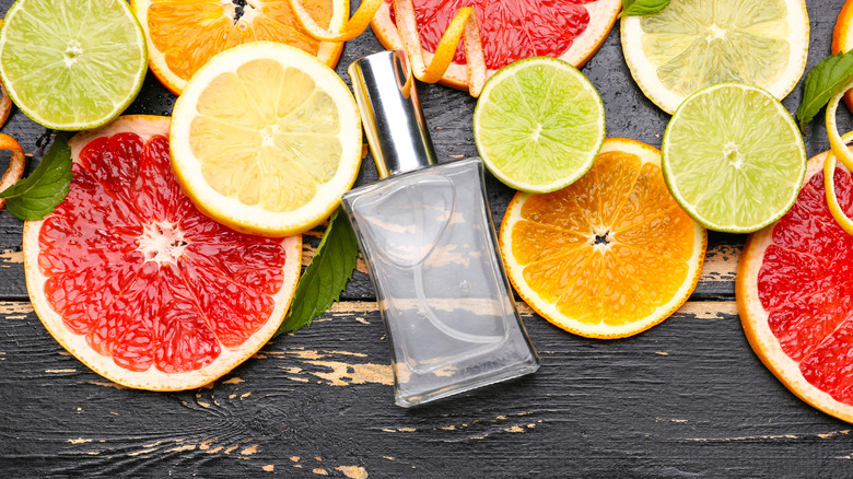 Perfume with citrus fruits