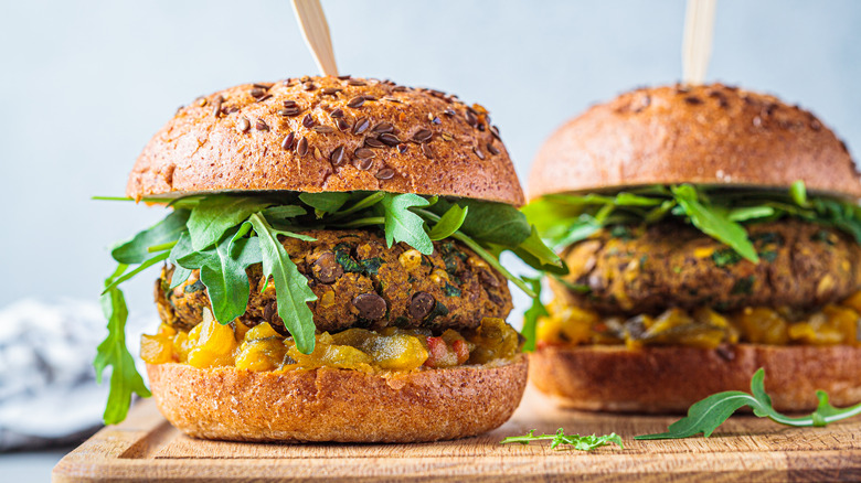 Veggie Lentil Burgers on board 