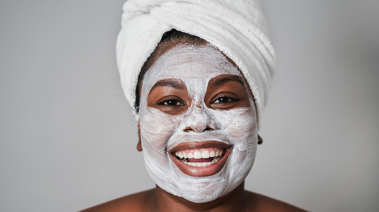 Woman with face mask