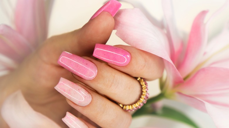 Pink acrylic nails