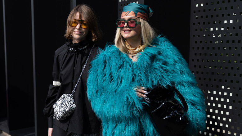 turquoise faux fur jacket