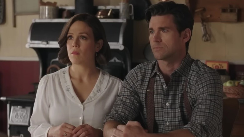 Erin Krakow and Kevin McGarry sitting next to each other
