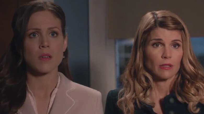 Erin Krakow and Lori Loughlin appearing shocked and sad