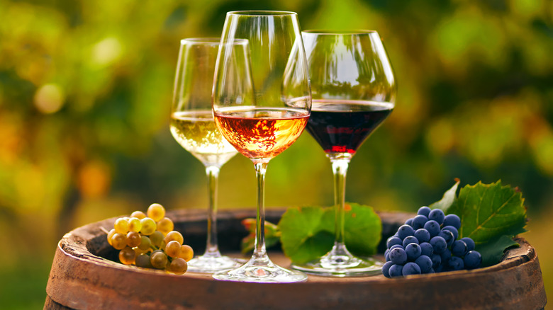 Wine glasses with grapes