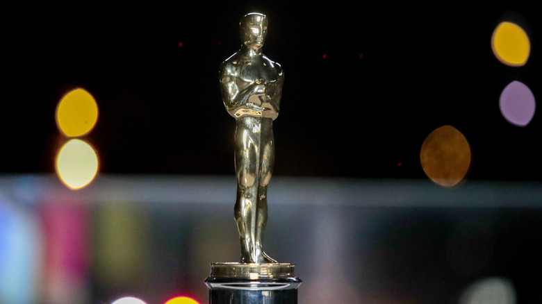 Oscars award foreground, blurred background