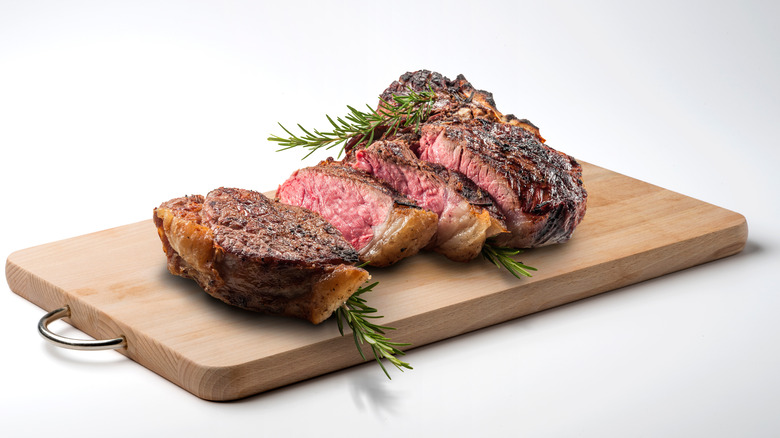 Sliced T-bone steak