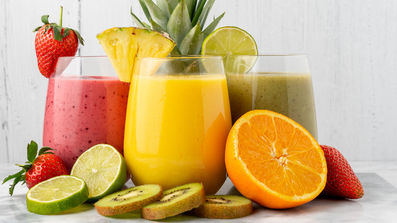 Fruit smoothies and fruits