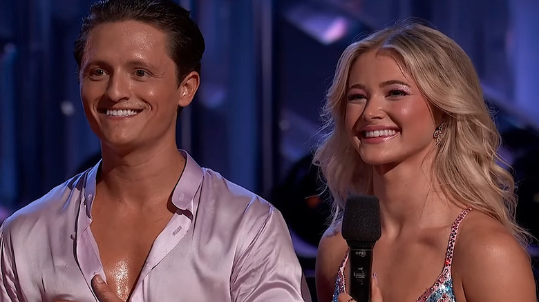 Connor Wood and Rylee Arnold receiving judges' feedback on "Dancing with the Stars"