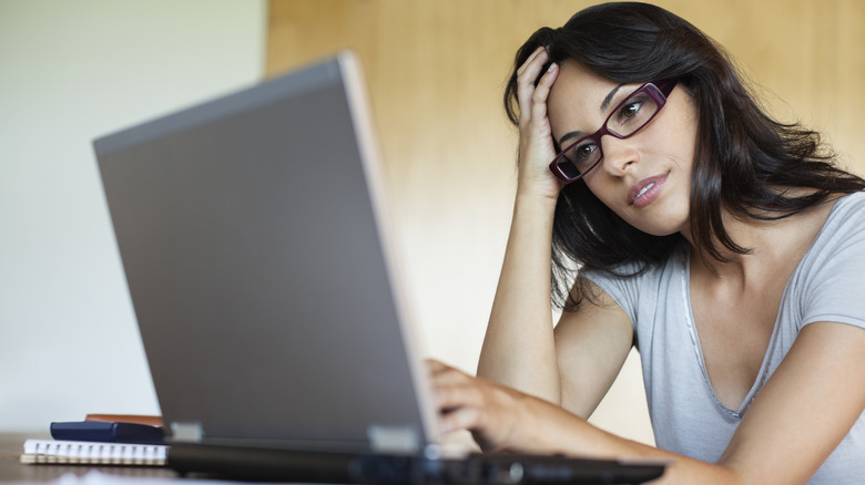 Woman staring at her computer