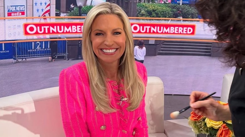 Ainsley Earhardt getting her makeup touched up on the set of "Outnumbered"