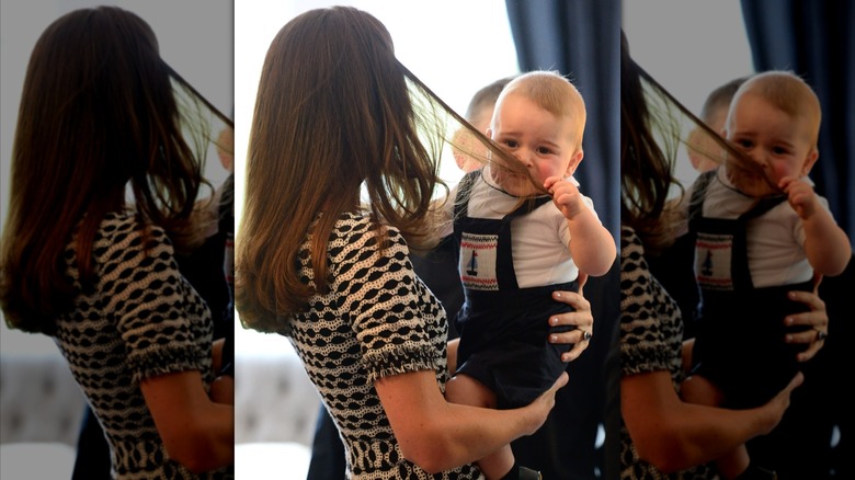 Kate Middleton and Prince George at a play group in Wellington, 2014.