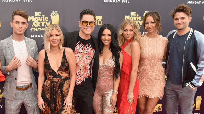 Cast members from "Vanderpump Rules," including Ariana Madix and Tom Sandoval, in 2019