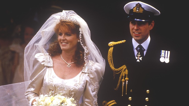 Sarah Ferguson and Prince Andrew on wedding day
