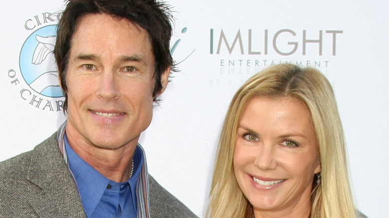 Ronn Moss and Katherine Kelly Lang posing