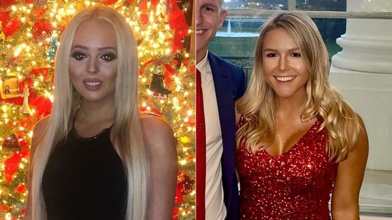 Tiffany Trump smiling in front of a Christmas tree