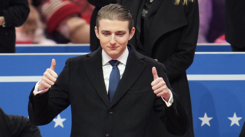 Barron Trump at an indoor inauguration parade at Capital One Arena on January 20, 2025 in Washington, DC.