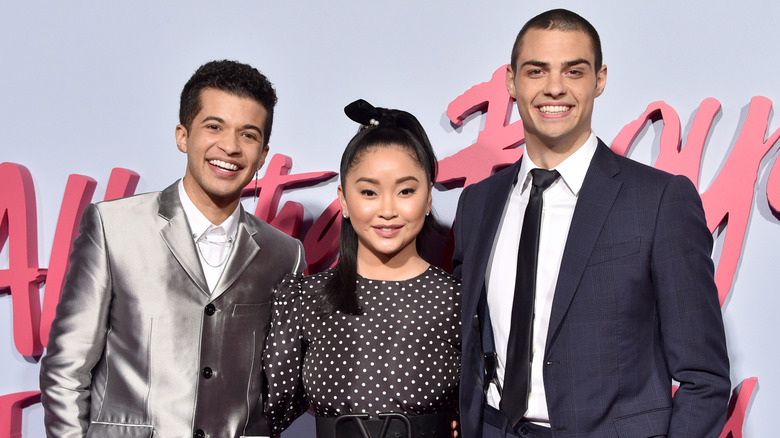 Jordan Fisher, Lana Condor, and Noah Centenio all smiling