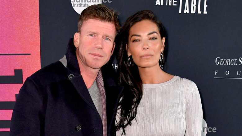 Taylor Sheridan, wife posing together